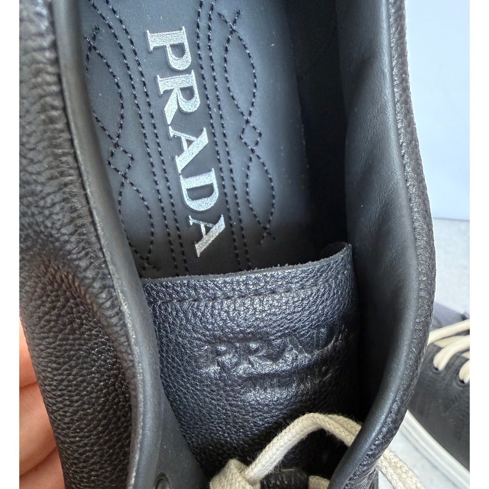 Prada 2EE448 Age Effect Men's Black Nappa Leather Sneakers Shoes, Size 9 - Picture 8 of 16